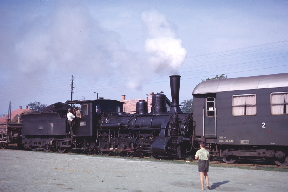 MAV 0-6-0 shunting our coach.